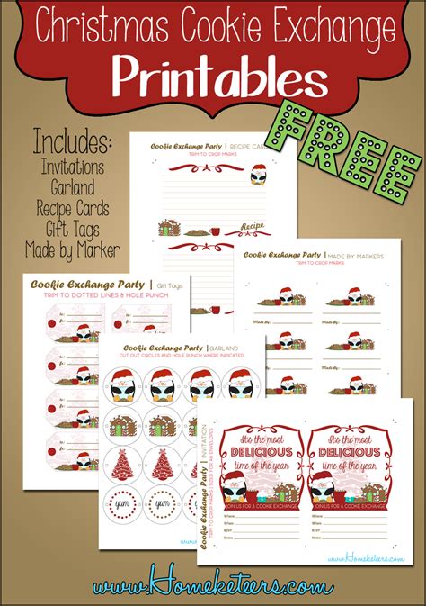 Christmas Cookie Exchange ~ Free Printables Christmas