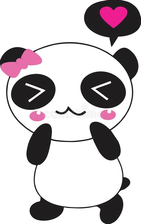 High Quality Vector Animated Cute Panda Being In Love Stock Vector