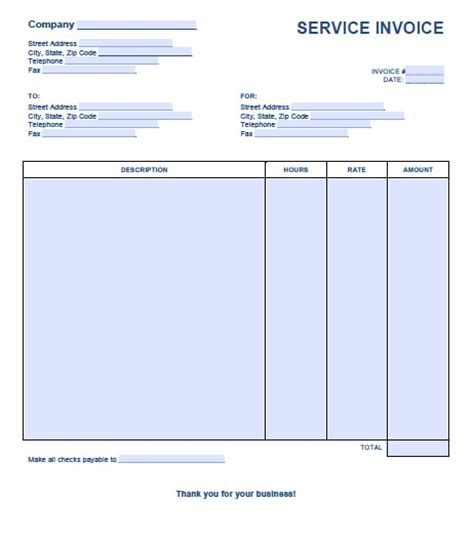 Free Service Invoice Template Excel Pdf Word Doc