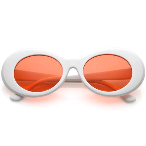Retro 1990s Fashion Oval Colored Lens Sunglasses C459 Round Lens