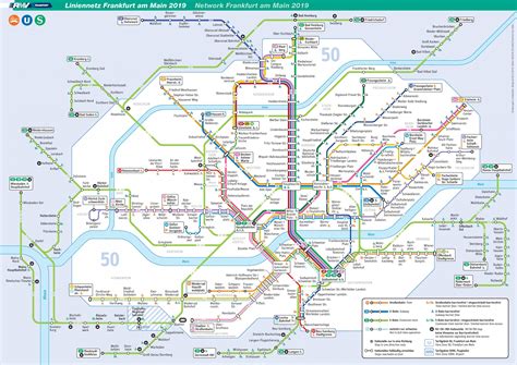 Map Of Frankfurt Metro Metro Lines And Metro Stations Of Frankfurt