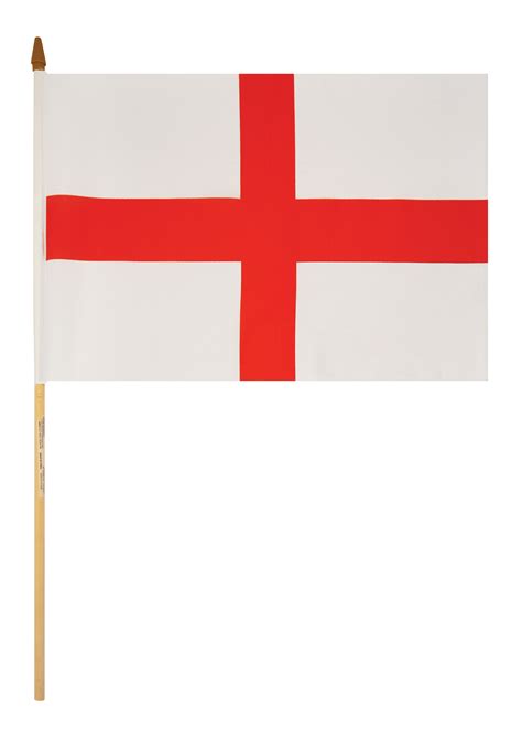St Georges Cross Hand Flag 45cm X 30cm With Wooden Stick Henbrandt Ltd