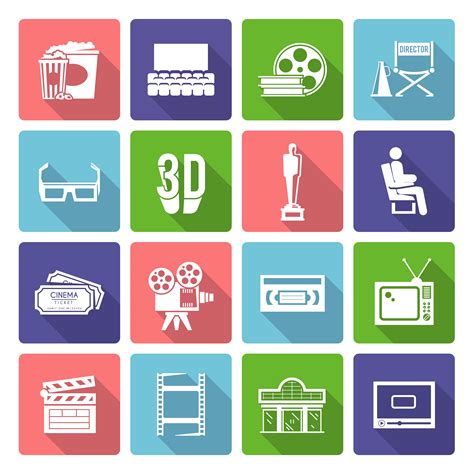 Cinema Icons Flat 468854 Vector Art At Vecteezy