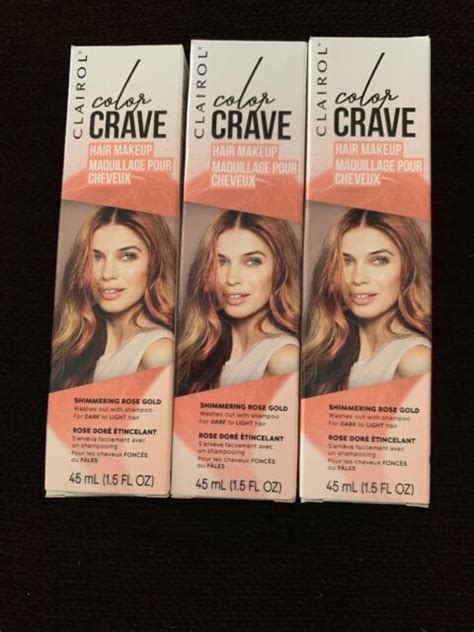 3x Clairol Color Crave Hair Makeup Temporary Color Rose Gold 15oz New