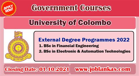 External Degree Programmes 2022 University Of Colombo
