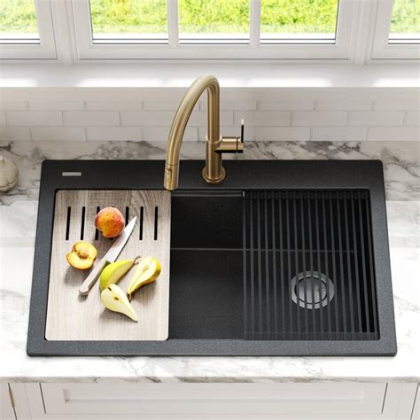 These sinks drop into a hole cut out of the countertop, with are you thinking about renovating your kitchen? Kraus Bellucci 33" L x 22" W Drop-In Kitchen Sink ...