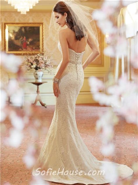 Mermaid Strapless Sweetheart Corset Back Lace Beaded Wedding Dress With Crystal Pearl Belt