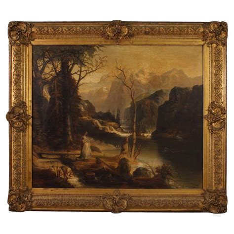 Pastoral Landscape Oil On Canvas Signed By F Allen 19th Century