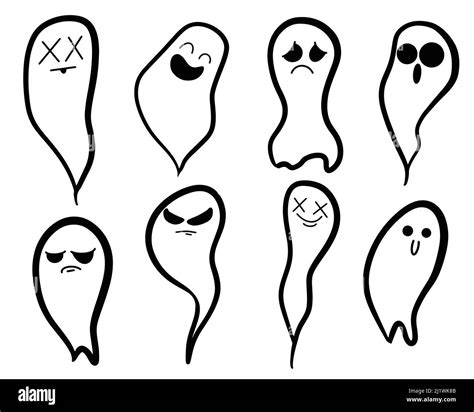 Ghosts Doodle Set Set Of Cloth Ghosts Flying Phantoms Halloween