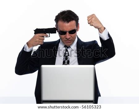 Stock footage hacker with laptop from shutterstock. Man Caucasian Hacker Angry Computer Isolated Studio On ...