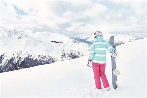 Young Woman With Snowboard Stock Photo Image Of Active 77704088