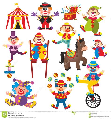 Set Of Clowns In Circus Circus Background Clown Circus