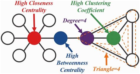 Graphic illustration of the network descriptors degree, triangle ...