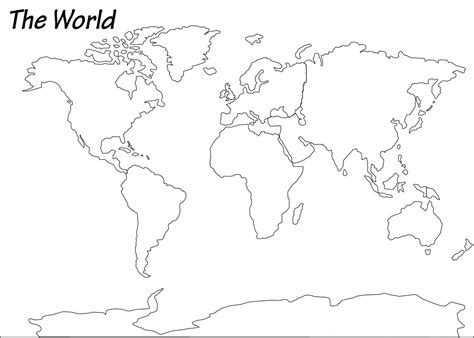 Free Printable Blank Outline Map Of World PNG PDF