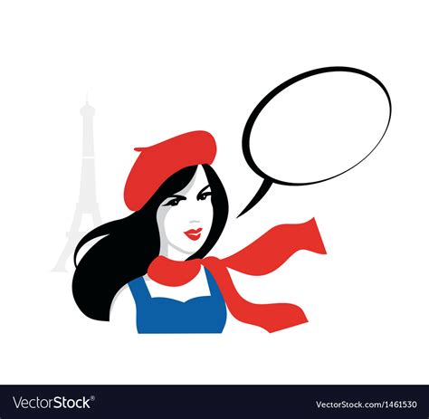 french girl portrait with speech bubble royalty free vector