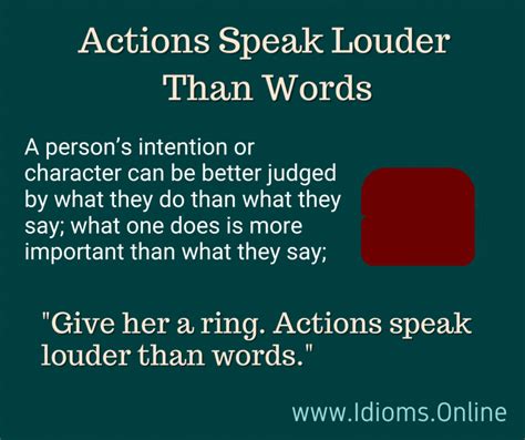 Actions Speak Louder Than Words Idioms Online