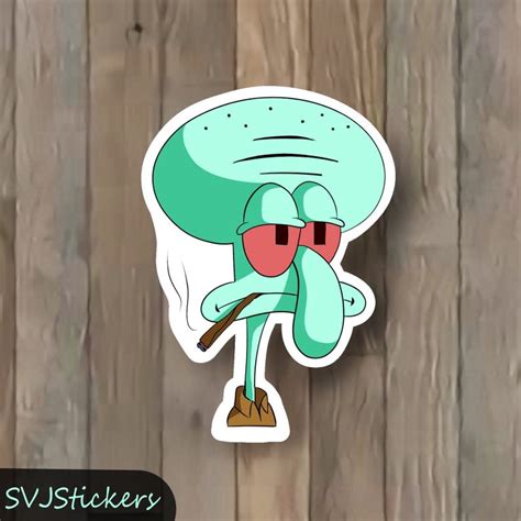 Stoned Squidward Sticker Dope Weed Sticker Stoner T Etsy