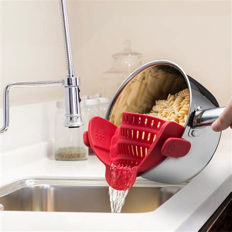 Kitchen Gizmo Snap N Strain Strainer Clip On Silicone Colander Fits