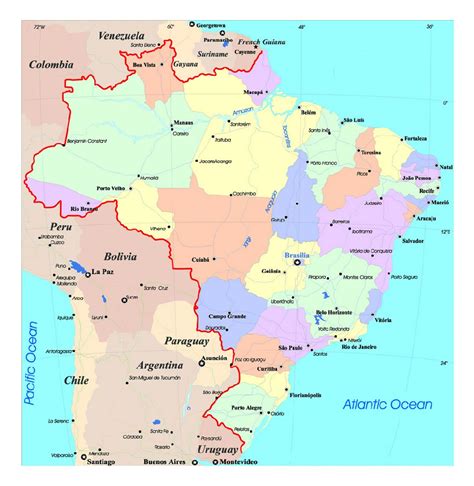large regions map of brazil brazil south america mapsland maps images and photos finder