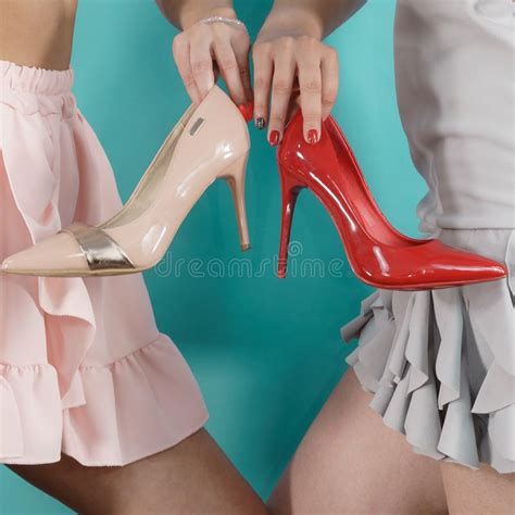 Women Presenting High Heels Shoes Stock Photo Image Of High