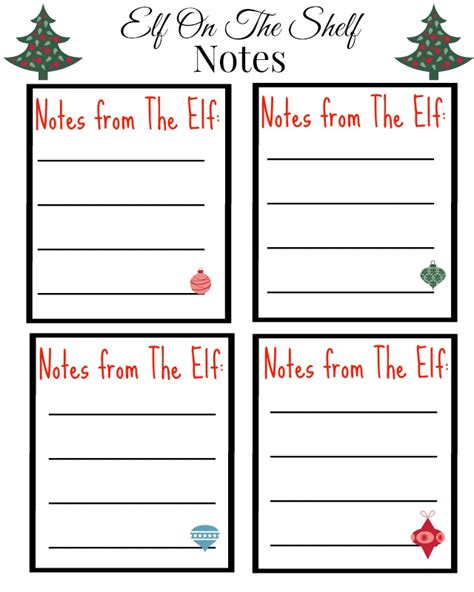 Printable Elf On The Shelf Notes