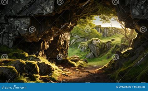 Sunlit Cave In Danish Hills Captivating Photograph With Perfect