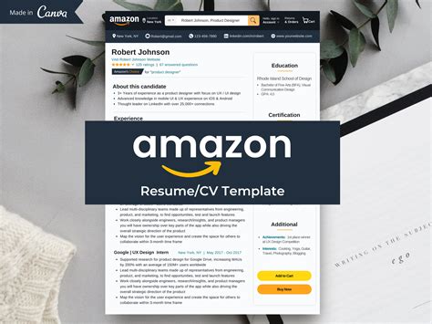 AMAZON Resume Template 2023 FAANG Resume CV And Cover Etsy UK