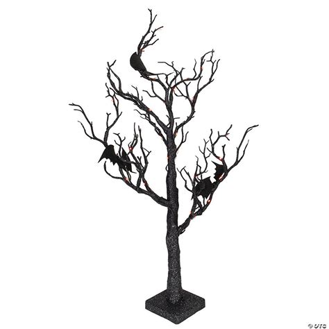 Northlight 26 Black Glitter Led Tabletop Halloween Tree With Bats