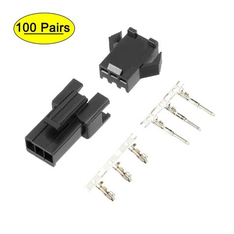100 Pairs 254mm 3 Pin Male Female Jst Sm Housing Crimp Terminal Connector