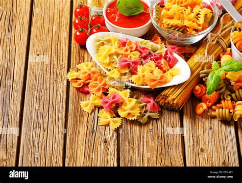 Various Types Of Colored Pasta Stock Photo Alamy