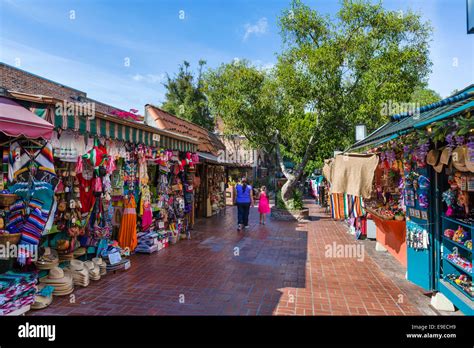 Shops And Market Booths On Olvera Street In Los Angeles Plaza Historic