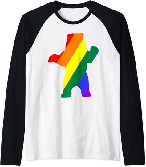Gay Bear Shirt Rainbow Flag Lgbt Bear Hug Men Fun Gift Raglan Baseball