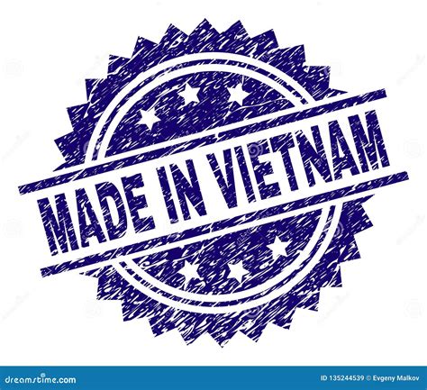 Scratched Textured Made In Vietnam Stamp Seal Stock Vector