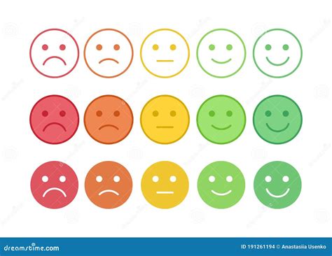 Vector Icon Set Of The Colorful Emoticons With Different Mood Smiles