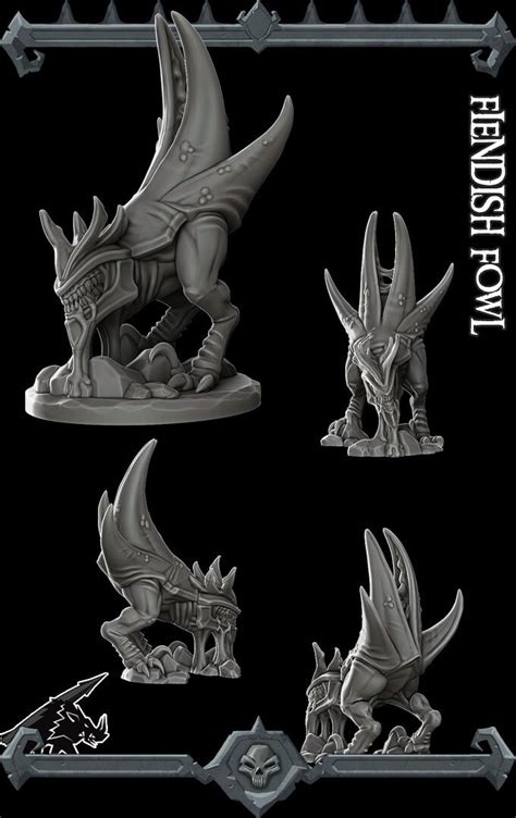 Abyssal Chicken Fiendish Fowl Miniature For Tabletop Games Etsy