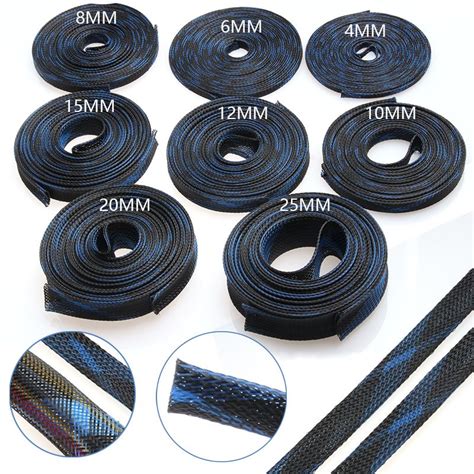 5m Cables Wire Gland Protection Blackblue Insulation Braided Sleeving