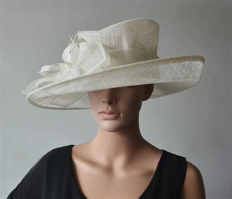 Ivory Sinamay Hat Large Dress Church Hat Fascinator With Etsy Uk
