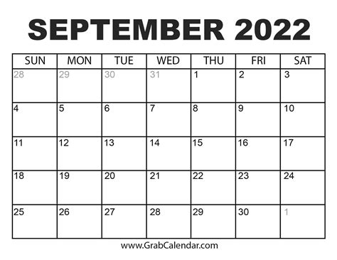 September 2022 Printable Calendar Free Printable Calendar Com