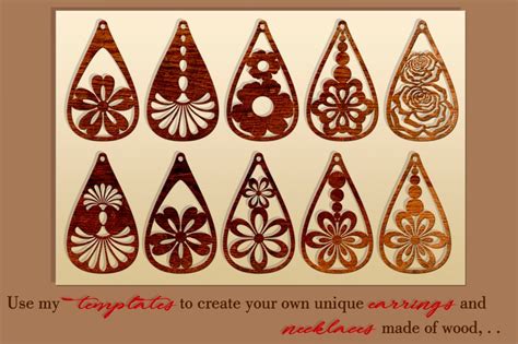 Teardrop Leather Earring Svg Flowers Earring Template Wood Etsy