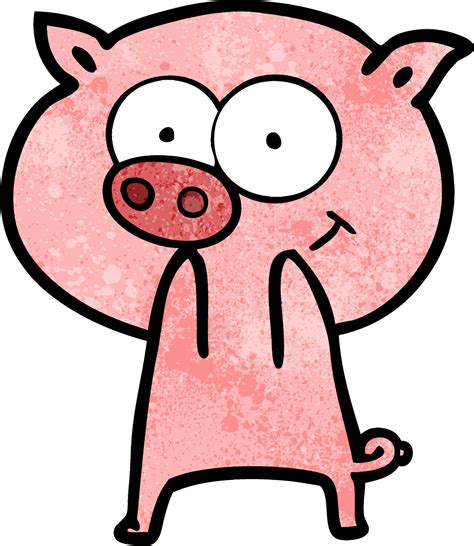 Cheerful Pig Cartoon 12547705 Vector Art At Vecteezy