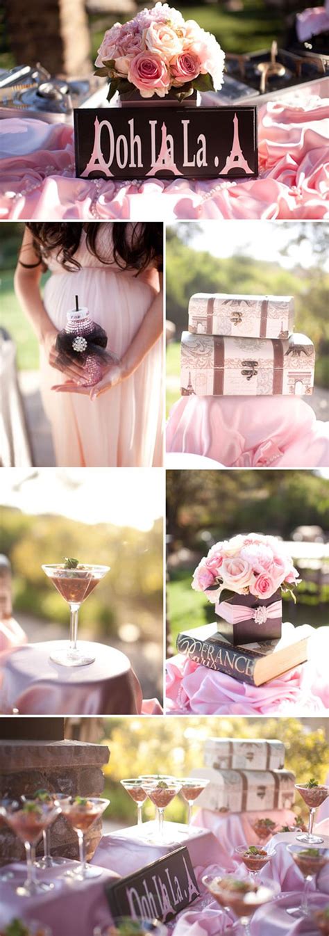 Roses, peonies, and other large flowers are also associated with this theme. Paris-themed baby shower from Celebrate on Pretty My Party ...