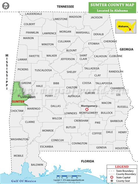 Sumter County Map Alabama