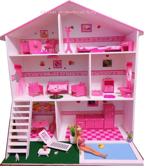 Casita De Muñecasmuebles Y Bañopufmuñecaluz Y Comidas Barbie