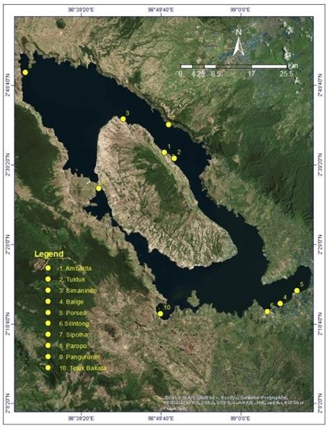 Map Of Bacteriological Condition Sampling Location In Lake Toba