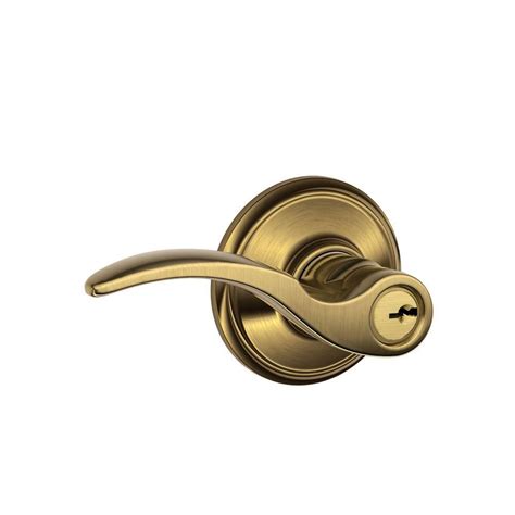 Schlage St Annes Antique Brass Keyed Entry Door Lever With Andover