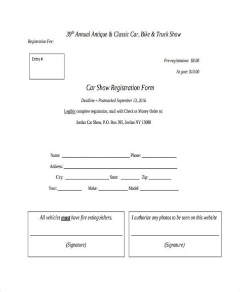 For example, you might create a you can also create interactive templates to load on the intranet, so others can fill in the blanks to print. FREE 8+ Sample Car Show Registration Forms in PDF | MS Word