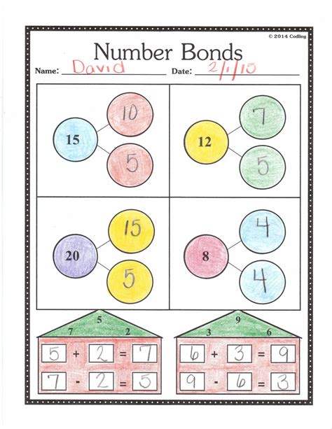Number Bonds Worksheets For Grade 1