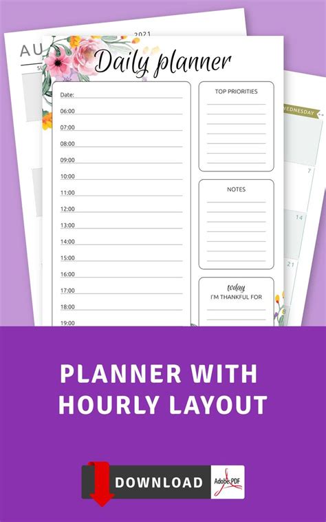 Todays Plan Template With Hourly Schedule For Happy Etsy Daily