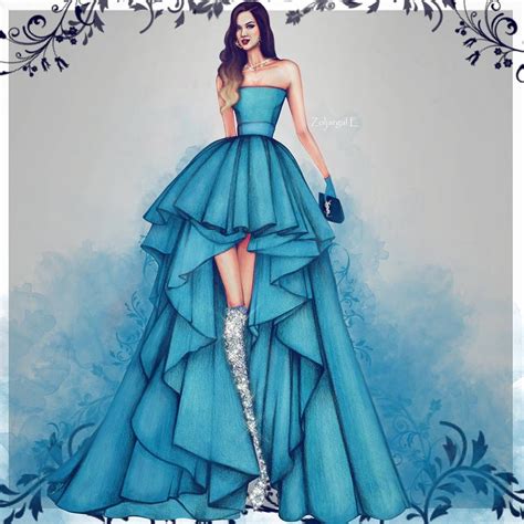Fashion Illustrator On Instagram Giambattista Valli Couture In Blu