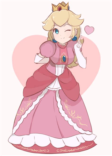 Princess Peach Wink Taunt Full Colored Sketch By Chocomiru02